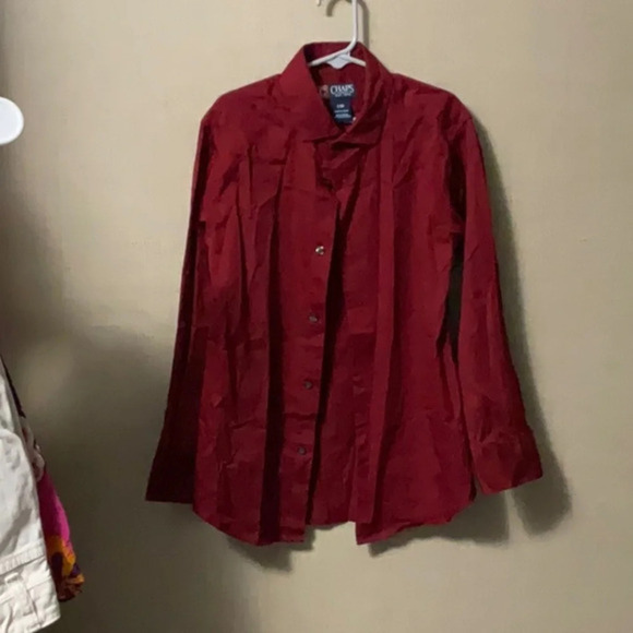 NWOT  CHAPS Size 8  Dress Shirt Cherry Red   60% Cotton 40% Polyester - Picture 1 of 5
